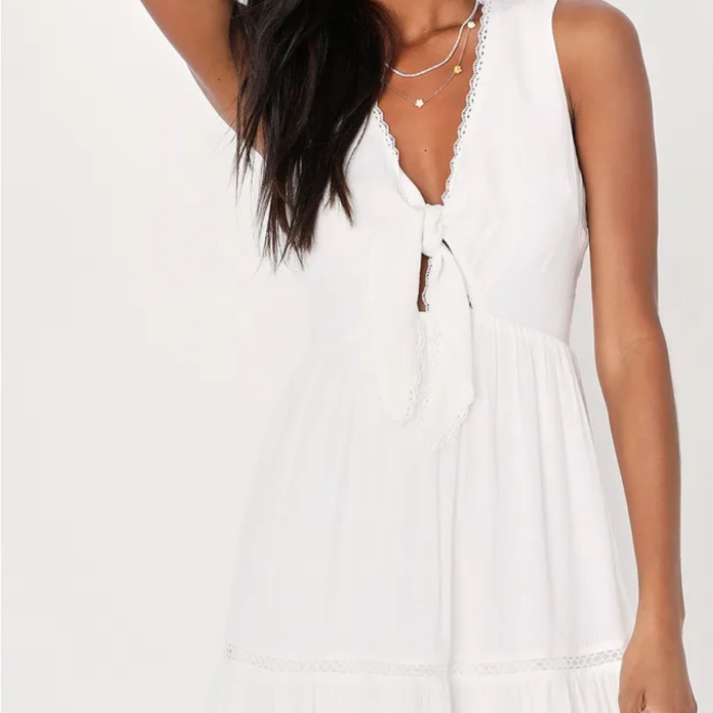 Lulus white tie front short dress - Picture 2 of 7